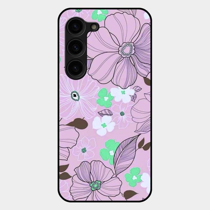 Peach Flower Glass Phone Cover for Samsung Galaxy S23 Plus 5G
