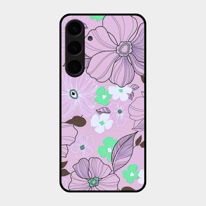 Peach Flower Glass Phone Cover for Samsung Galaxy S24 Plus 5G