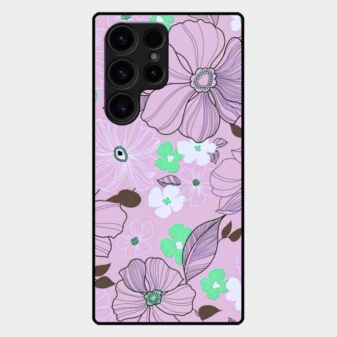 Peach Flower Glass Phone Cover for Samsung Galaxy S25 Ultra 5G