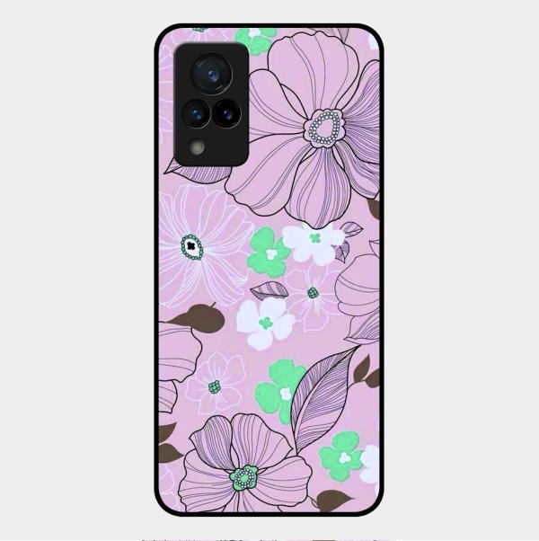 Peach Flower Glass Phone Cover for Vivo V21 5G