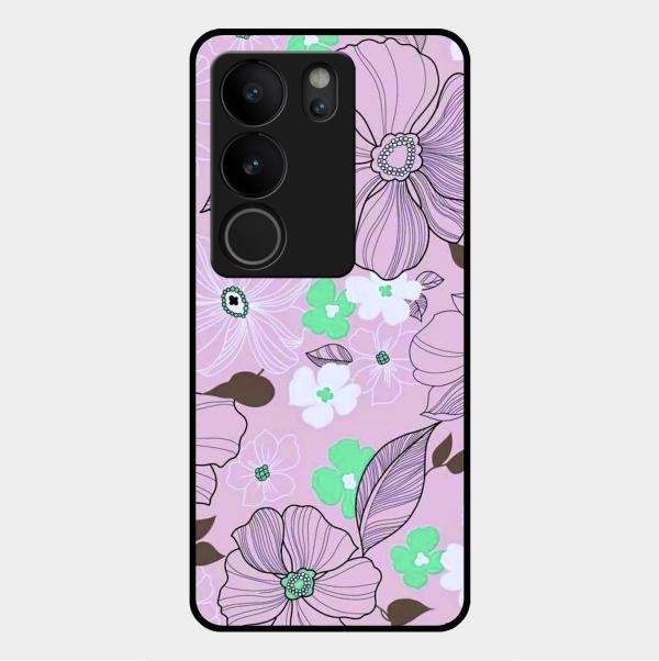 Peach Flower Glass Phone Cover for Vivo V29 5G