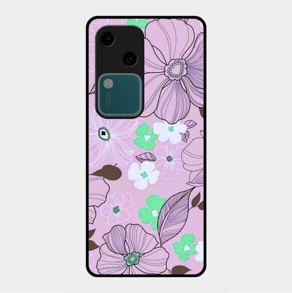 Peach Flower Glass Phone Cover for Vivo V30 5G