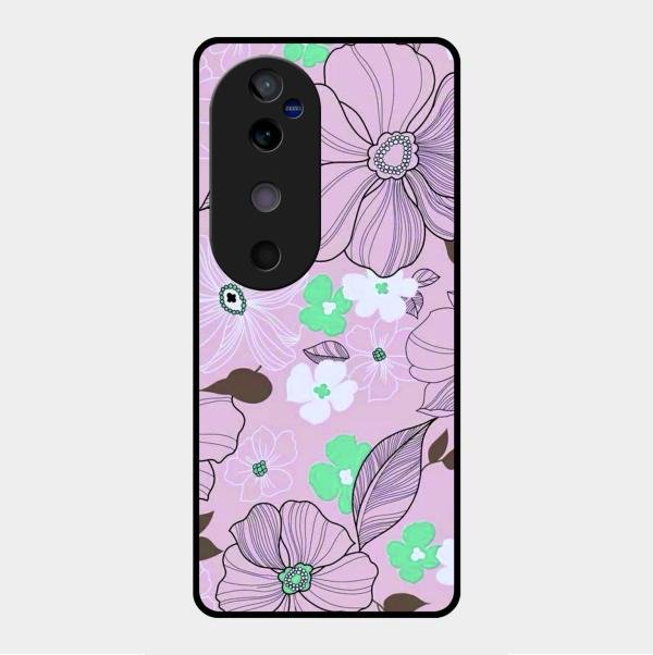 Peach Flower Glass Phone Cover for Vivo V40 5G