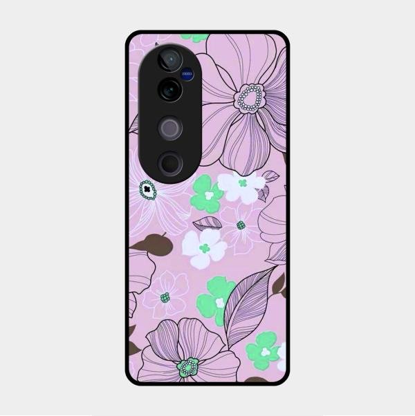 Peach Flower Glass Phone Cover for Vivo V40 Pro 5G