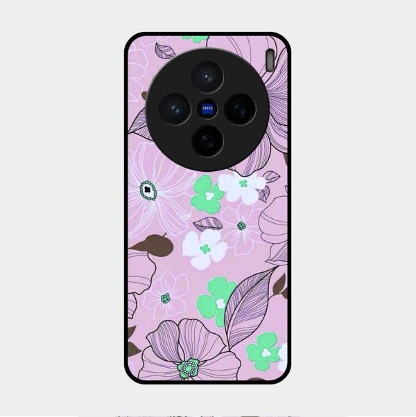 Peach Flower Glass Phone Cover for Vivo X200 5G