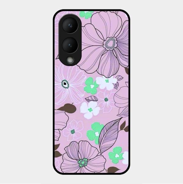 Peach Flower Glass Phone Cover for Vivo Y17S