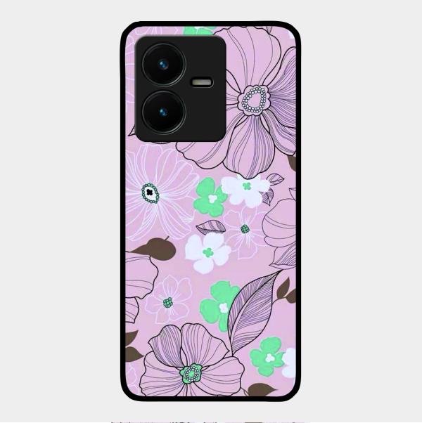 Peach Flower Glass Phone Cover for Vivo Y22