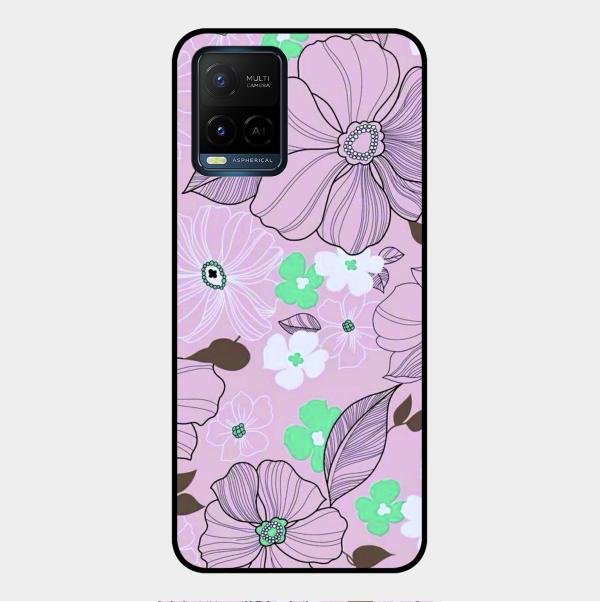 Peach Flower Glass Phone Cover for Vivo Y33S