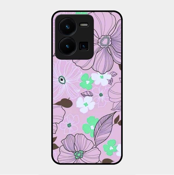 Peach Flower Glass Phone Cover for Vivo Y35