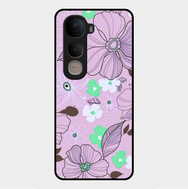 Peach Flower Glass Phone Cover for Vivo Y400 5G