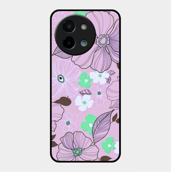 Peach Flower Glass Phone Cover for Vivo Y58 5G
