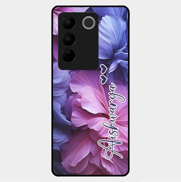 Perfect Customized Floral Glossy Metal Case Cover For Vivo V27 5G