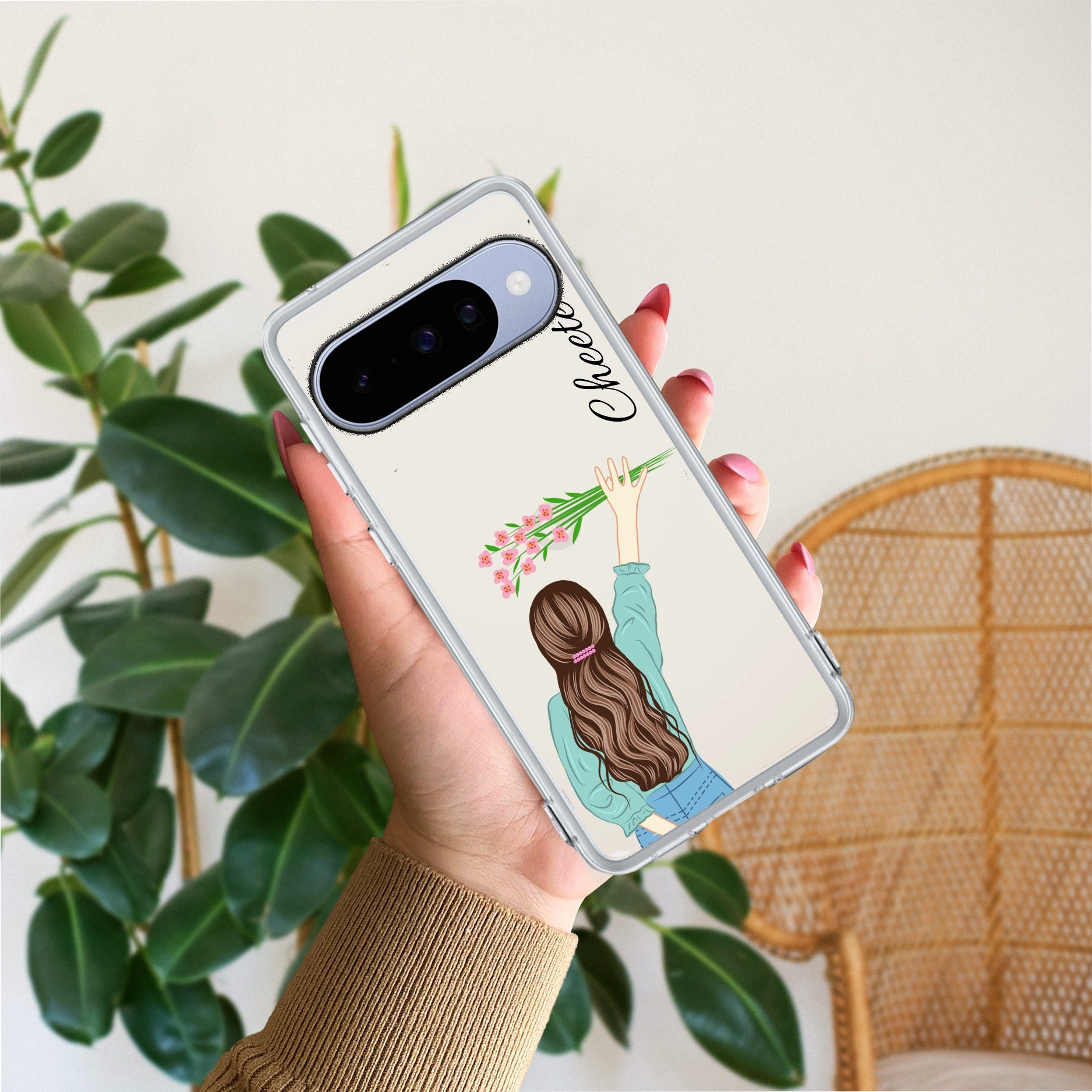 Personalized Blue Blossom Girl Transparent Silicon Case For Google - ShopOnCliQ