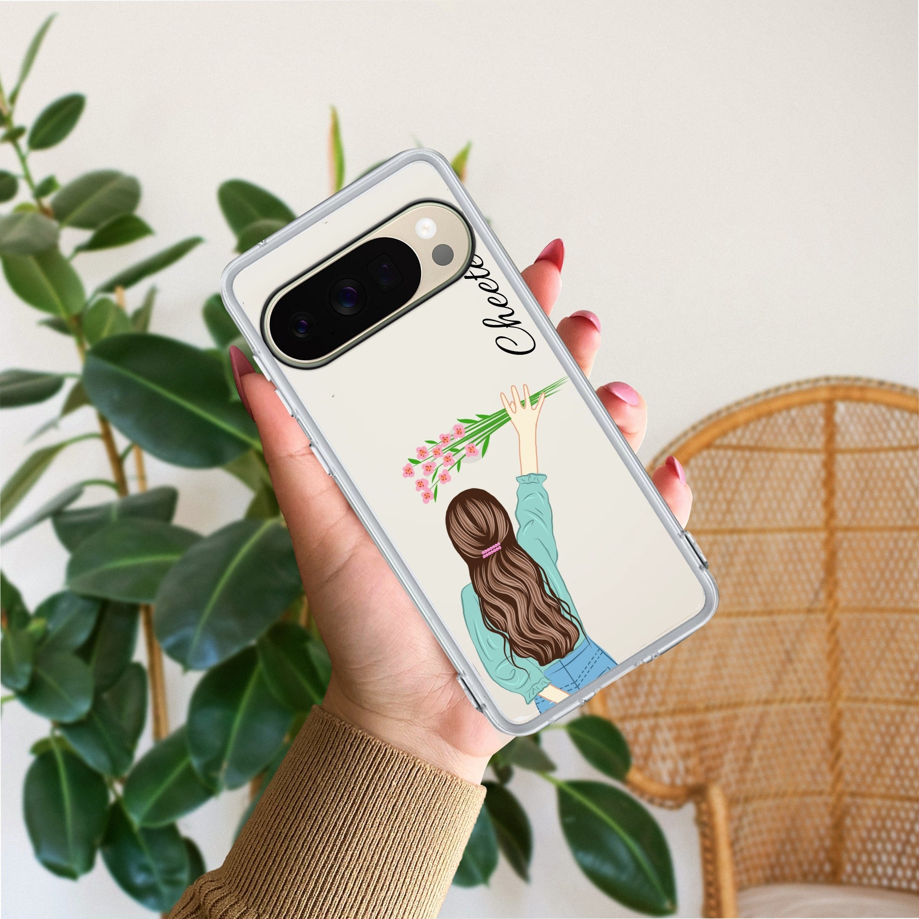 Personalized Blue Blossom Girl Transparent Silicon Case For Google - ShopOnCliQ