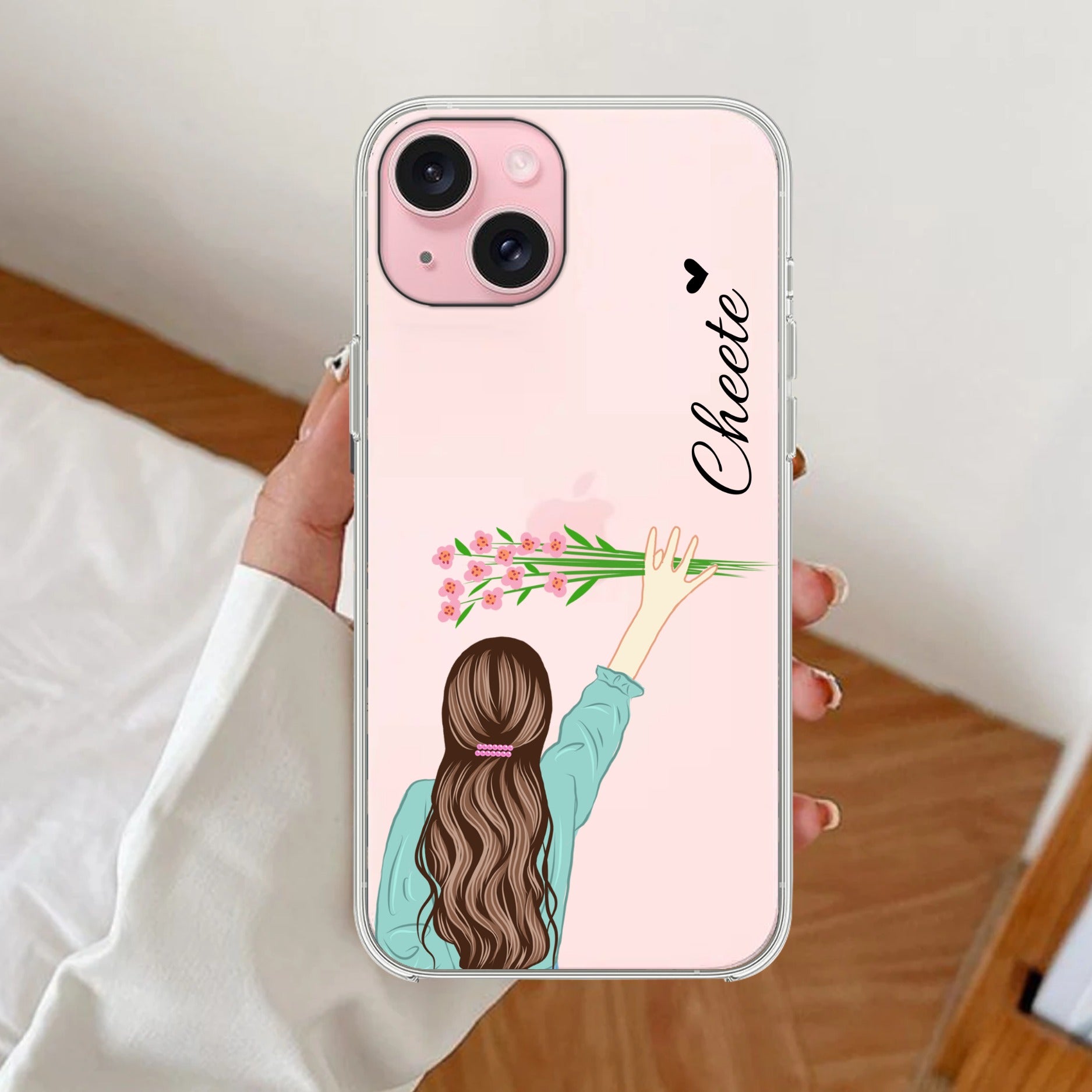 Personalized Blue Blossom Girl Anti Yellow Clear Case For iPhone 15 Plus
