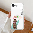 Personalized Blue Blossom Girl Transparent Silicon Case For iPhone 17e