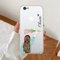 Personalized Blue Blossom Girl Anti Yellow Clear Case For iPhone 7 / iPhone 8 / iPhone Se 2020