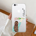 Personalized Blue Blossom Girl Transparent Silicon Case For iPhone 7 / iPhone 8 / iPhone Se 2020