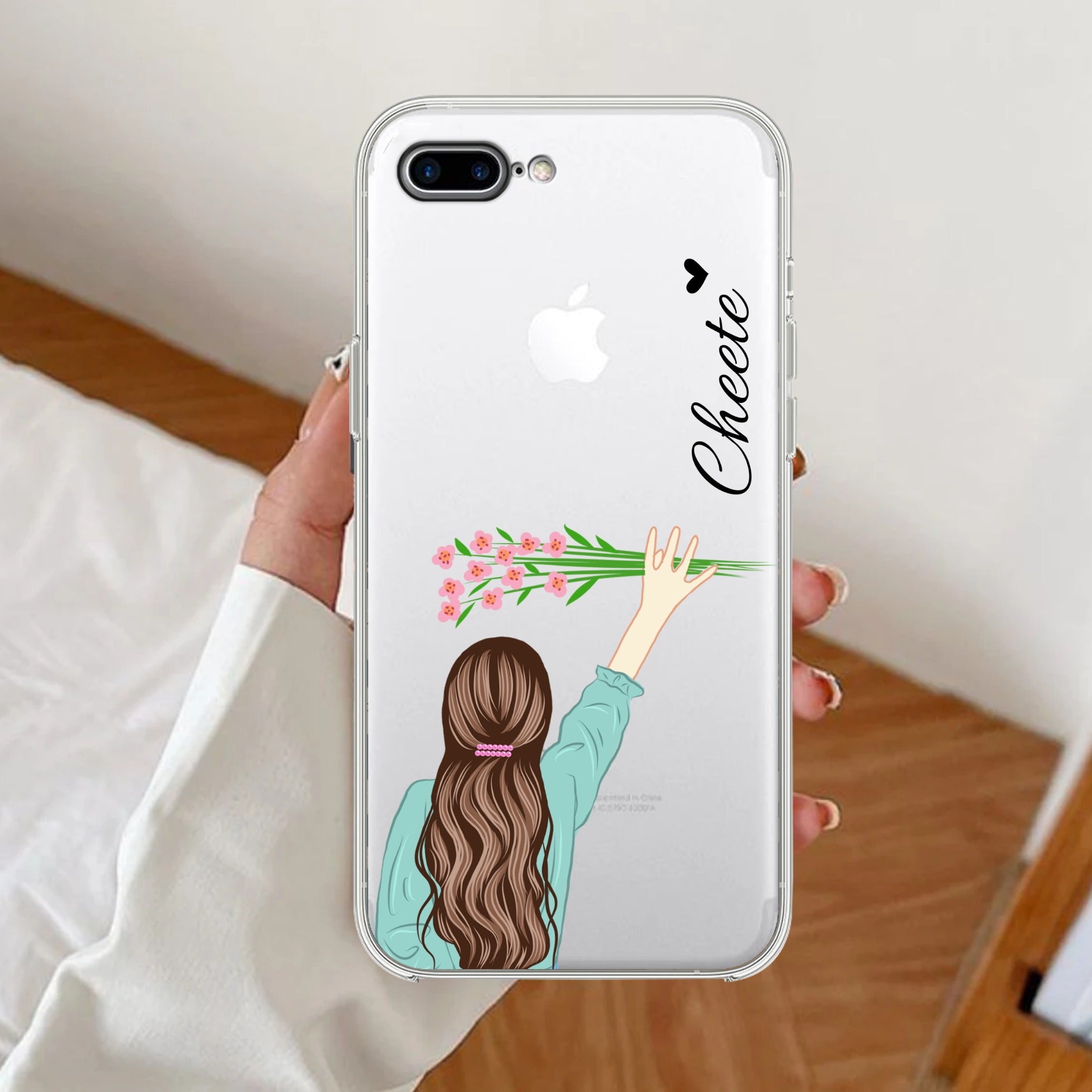 Personalized Blue Blossom Girl Transparent Silicon Case For iPhone
