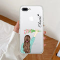 Personalized Blue Blossom Girl Anti Yellow Clear Case For iPhone 7 Plus / iPhone 8 Plus