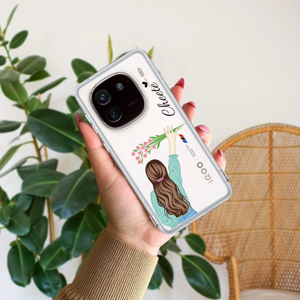Personalized Blue Blossom Girl Transparent Silicon Case For iQOO Z6 Lite 5G