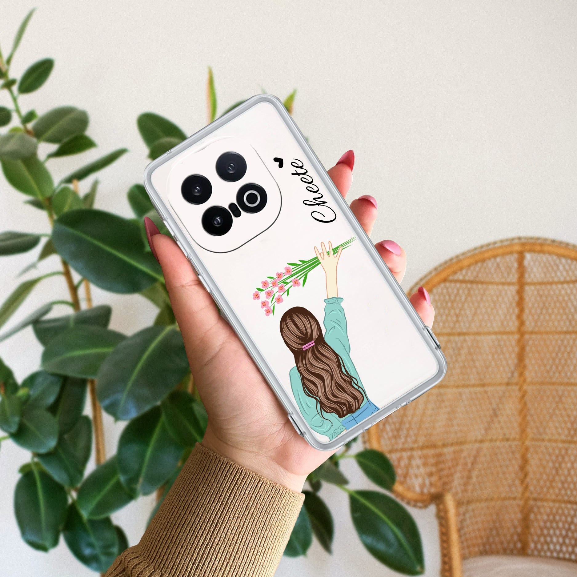 Personalized Blue Blossom Girl Anti Yellow Case For iQOO 13 5G