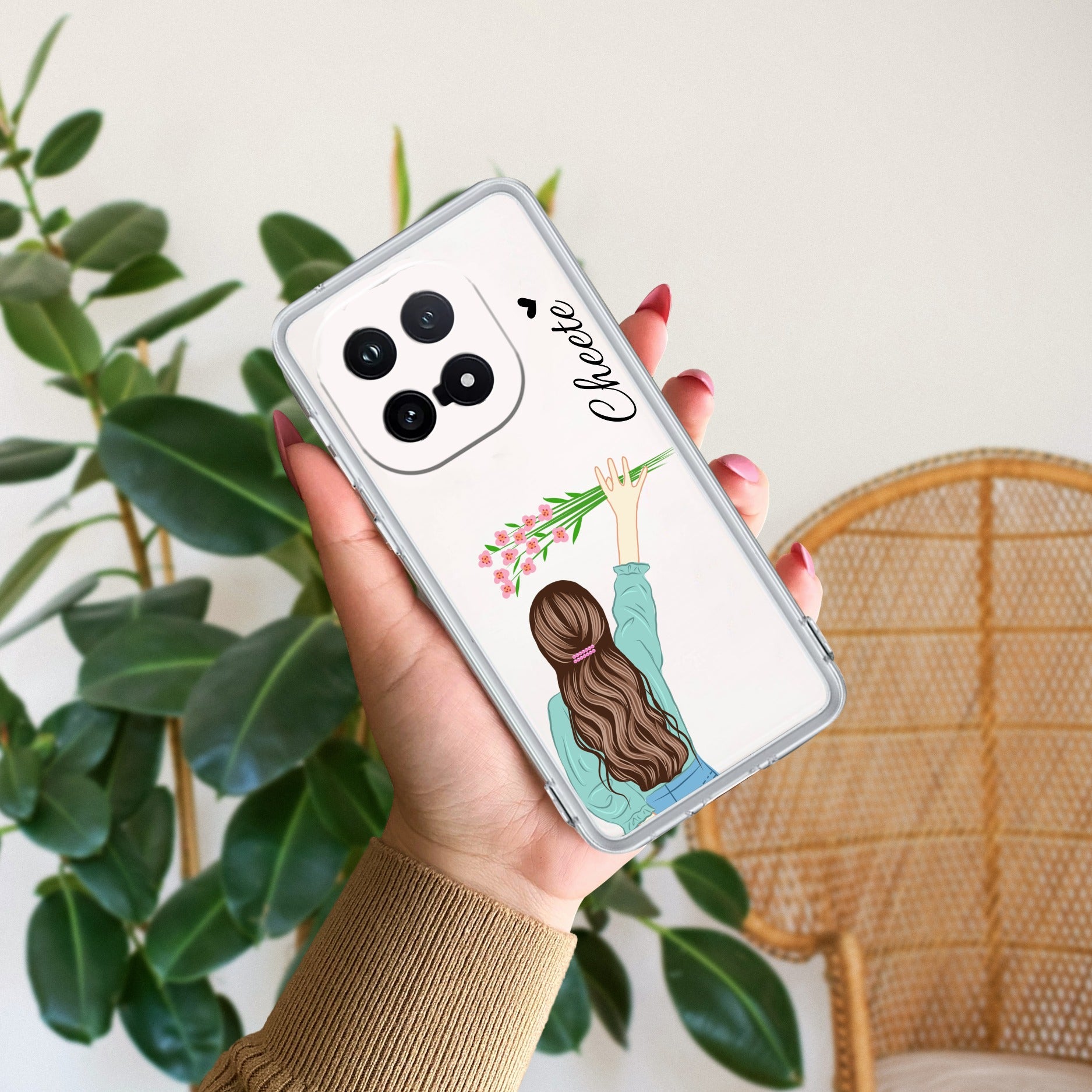 Personalized Blue Blossom Girl Transparent Silicon Case For iQOO - ShopOnCliQ