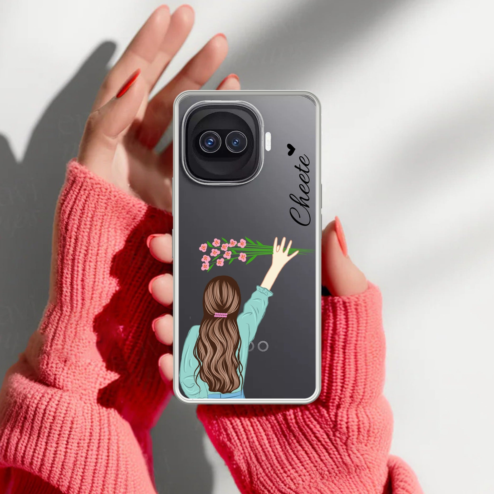 Personalized Blue Blossom Girl Transparent Silicon Case For iQOO