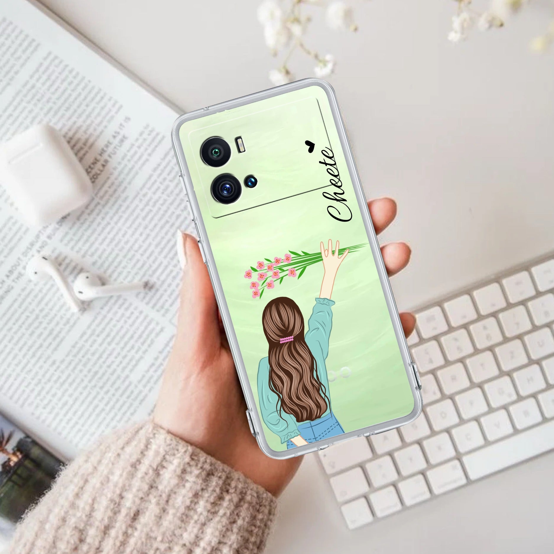 Personalized Blue Blossom Girl Transparent Silicon Case For iQOO