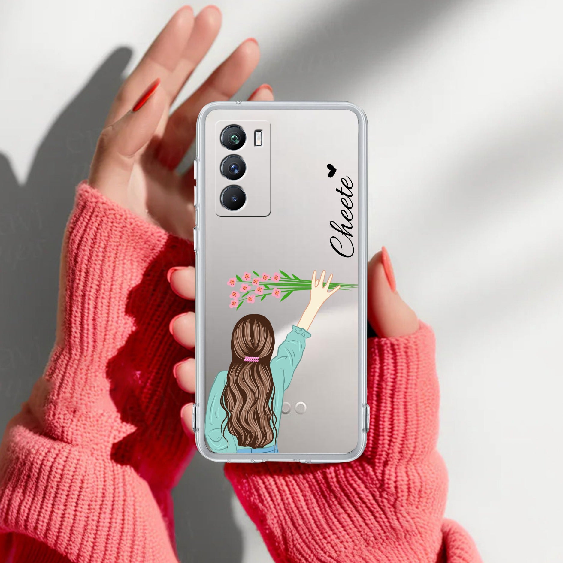Personalized Blue Blossom Girl Transparent Silicon Case For iQOO