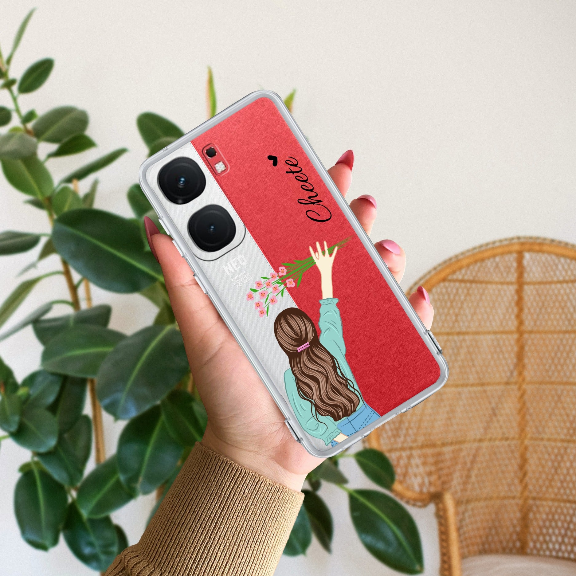 Personalized Blue Blossom Girl Transparent Silicon Case For iQOO