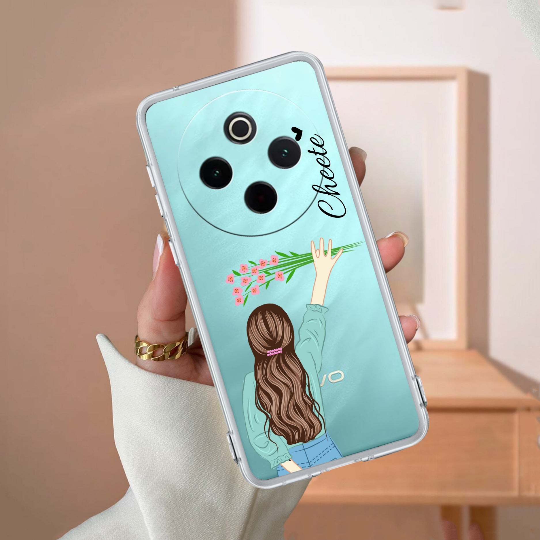 Personalized Blue Blossom Girl Transparent Silicon Case For iQOO - ShopOnCliQ