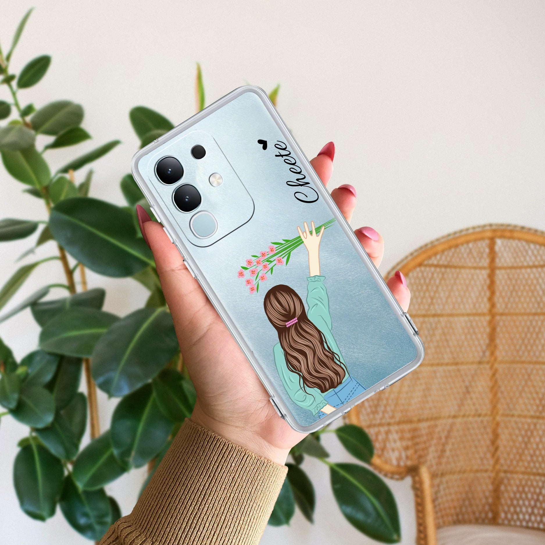 Personalized Blue Blossom Girl Transparent Silicon Case For iQOO - ShopOnCliQ