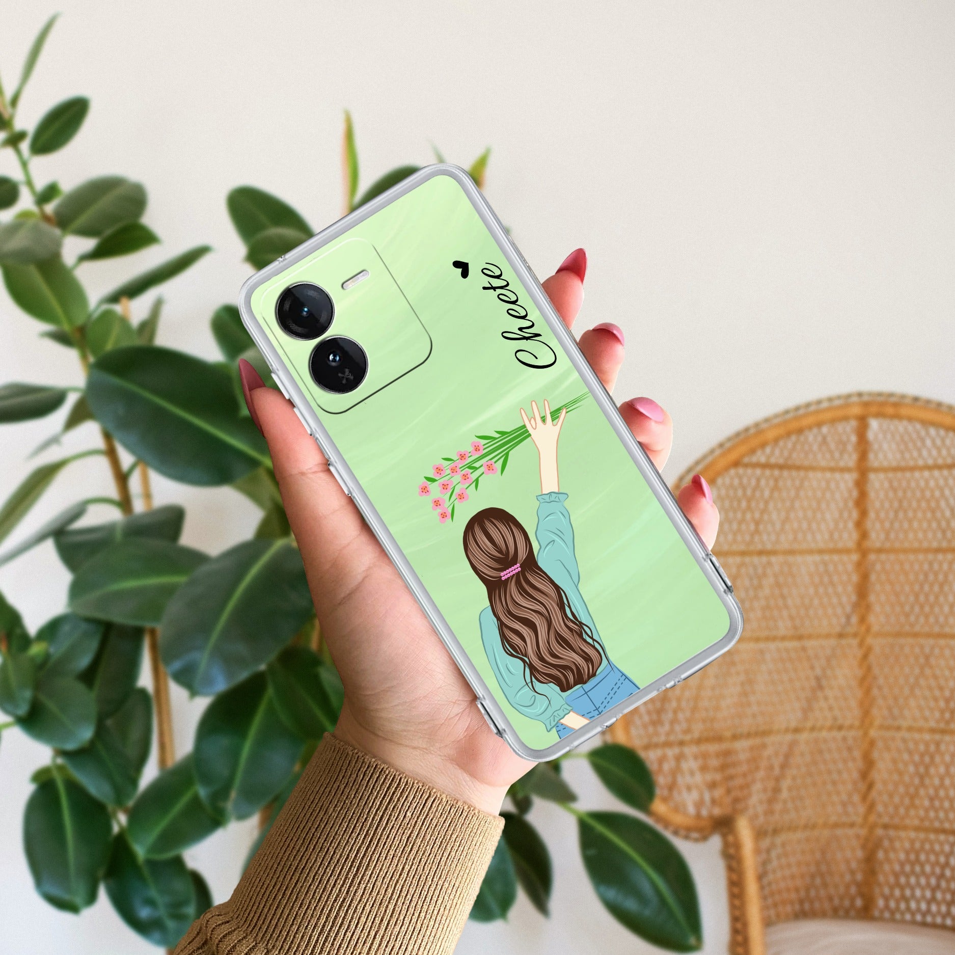 Personalized Blue Blossom Girl Transparent Silicon Case For iQOO