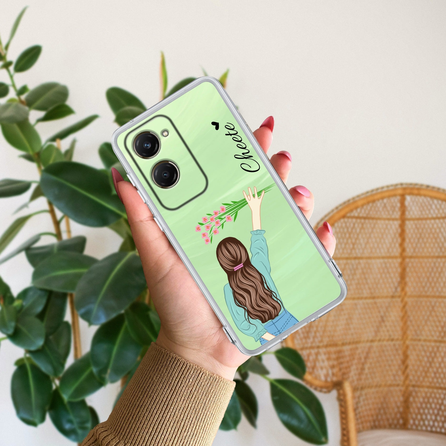 Personalized Blue Blossom Girl Anti Yellow Case For iQOO Z9 Lite 5G
