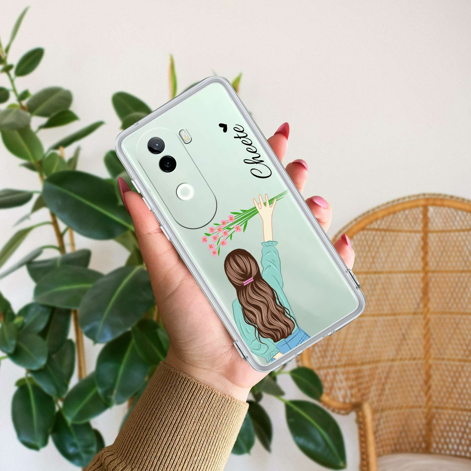 Personalized Blue Blossom Girl Transparent Silicon Case For Vivo