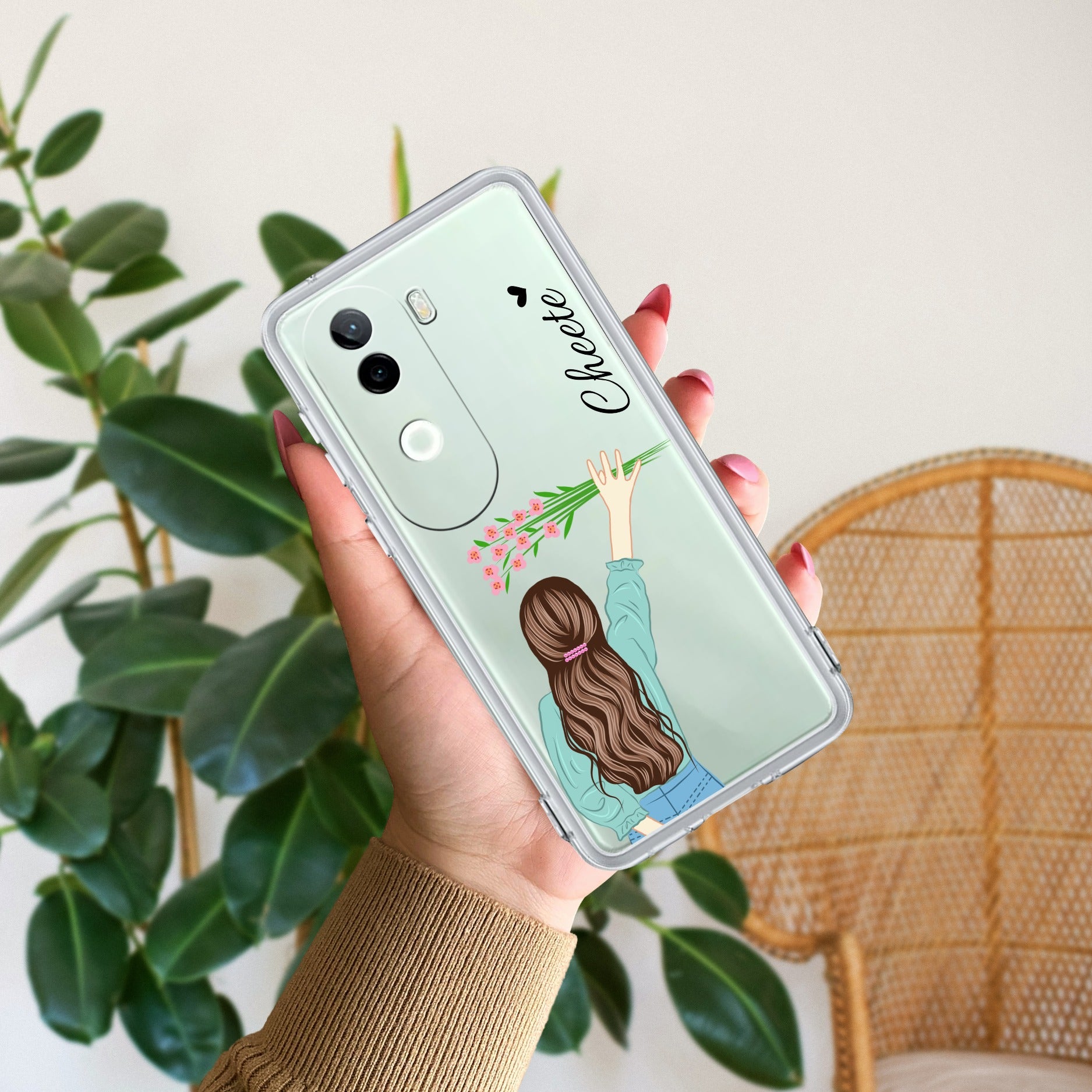 Personalized Blue Blossom Girl Anti Yellow Case For iQOO Z9s 5G