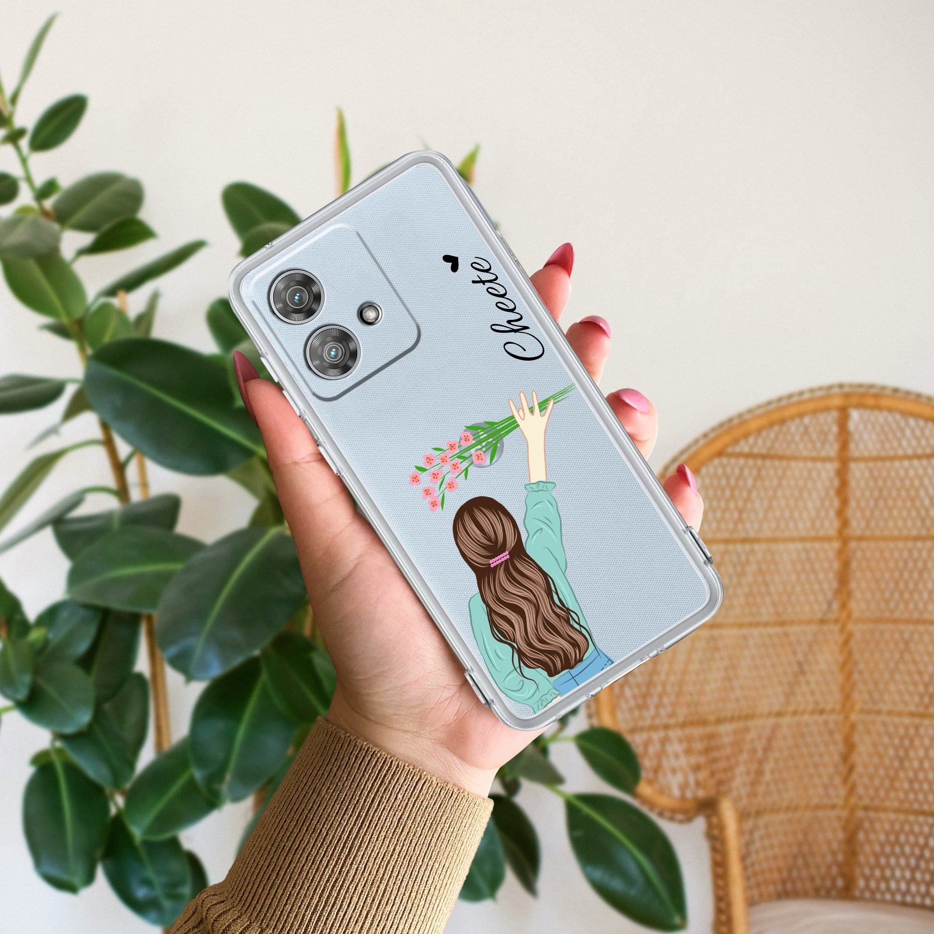 Personalized Blue Blossom Girl Anti Yellow Case For Motorola Edge 40 Neo 5G