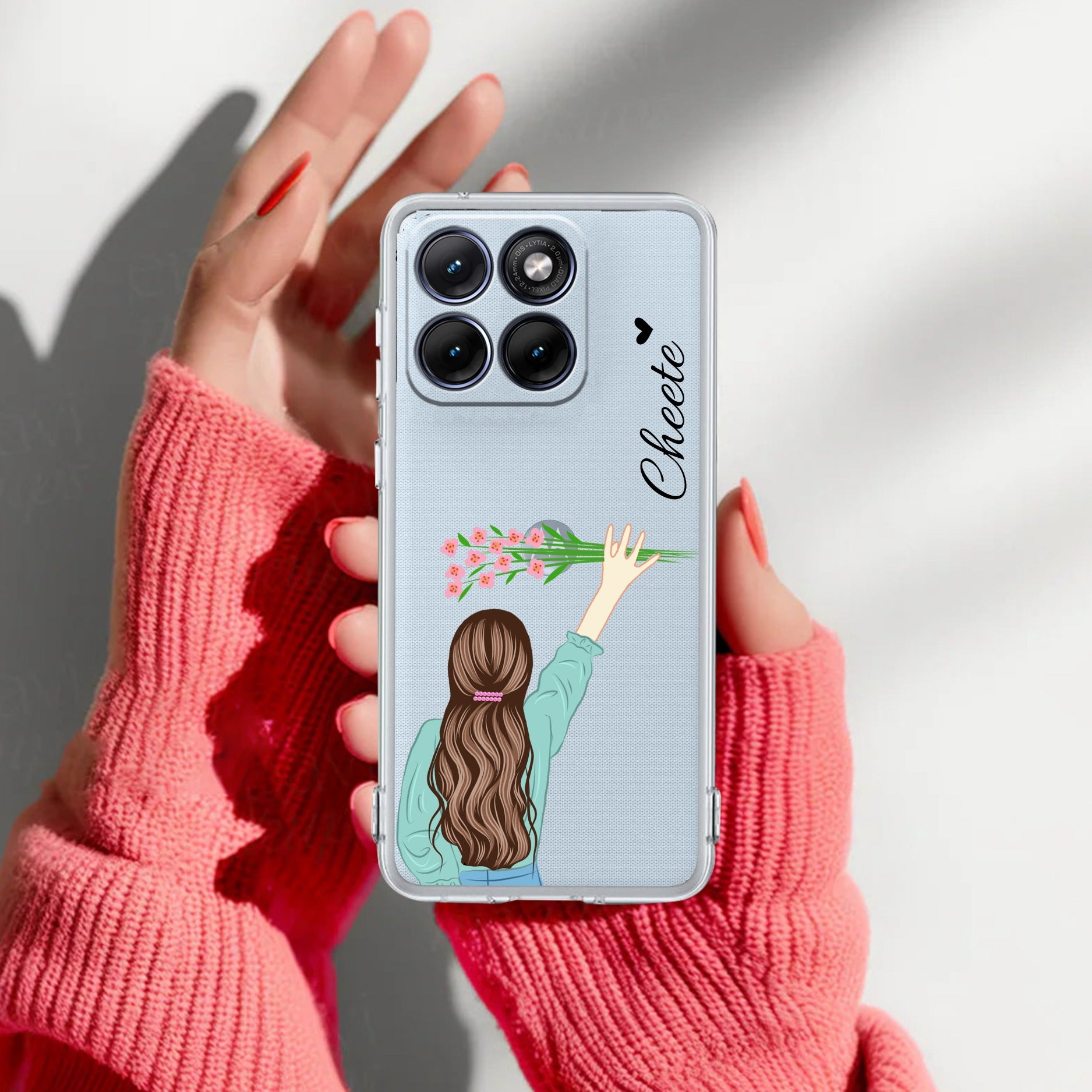 Personalized Blue Blossom Girl Transparent Silicon Case For Motorola G85 5G