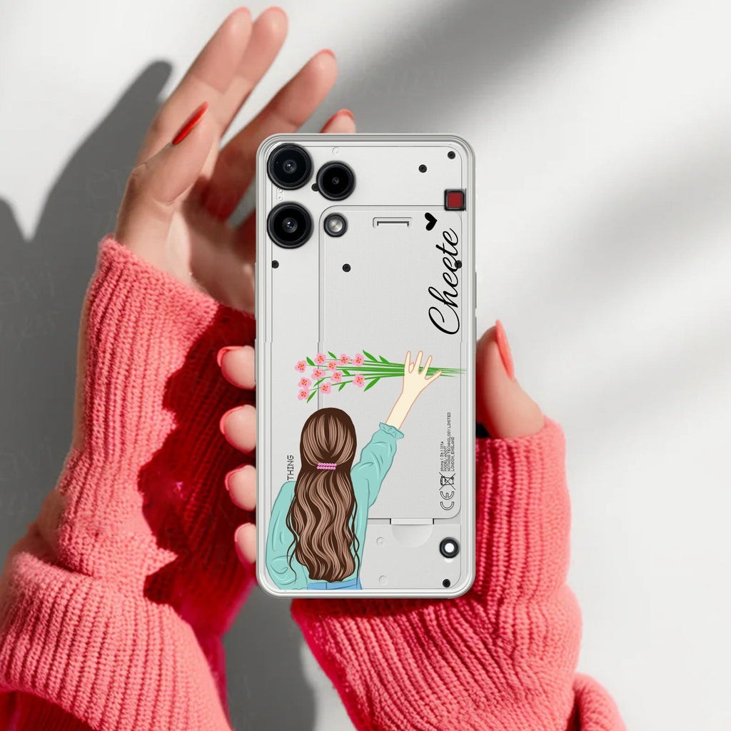 Personalized Blue Blossom Girl Anti Yellow Case For Nothing Phone 3a Lite 5G