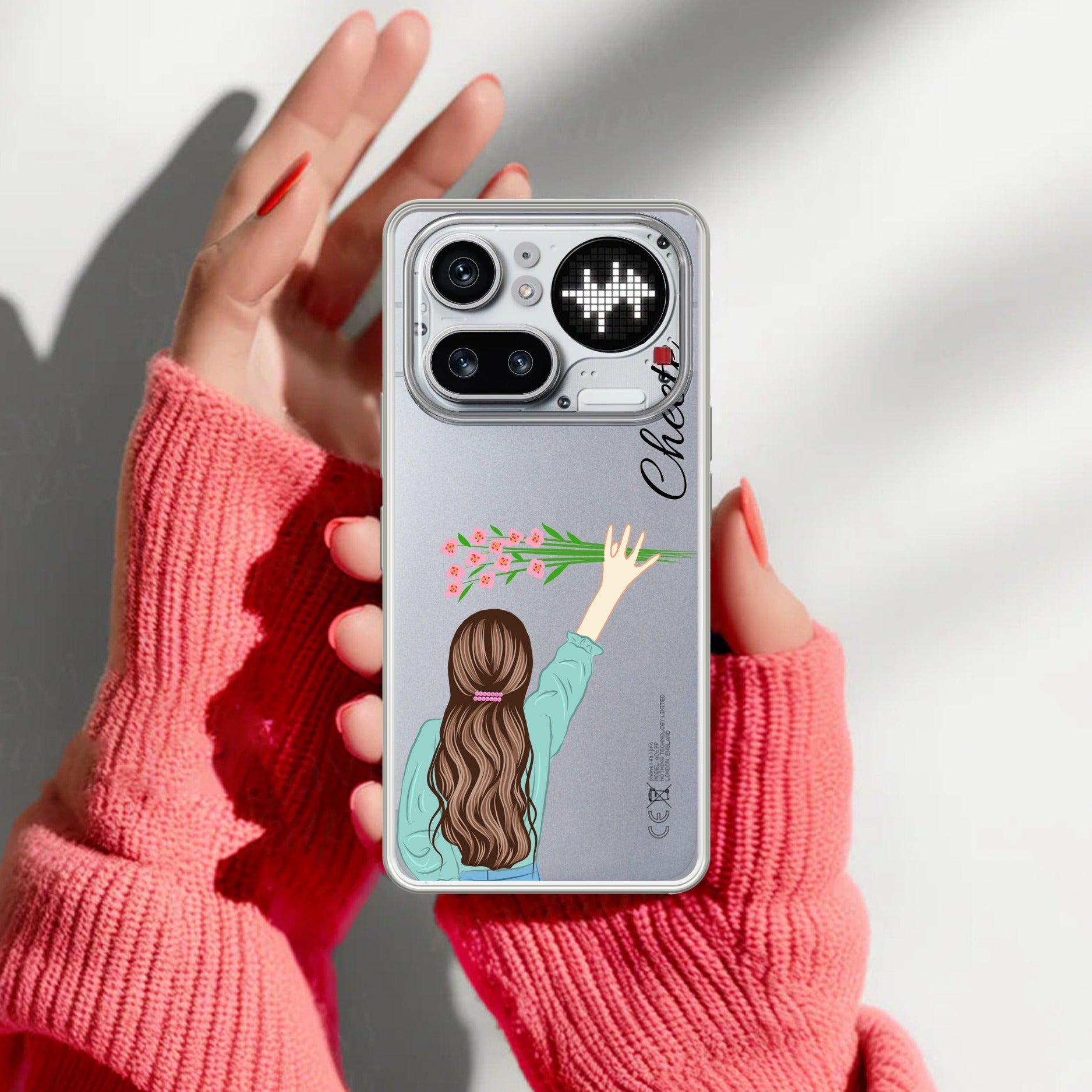 Personalized Blue Blossom Girl Transparent Silicon Case For Nothing