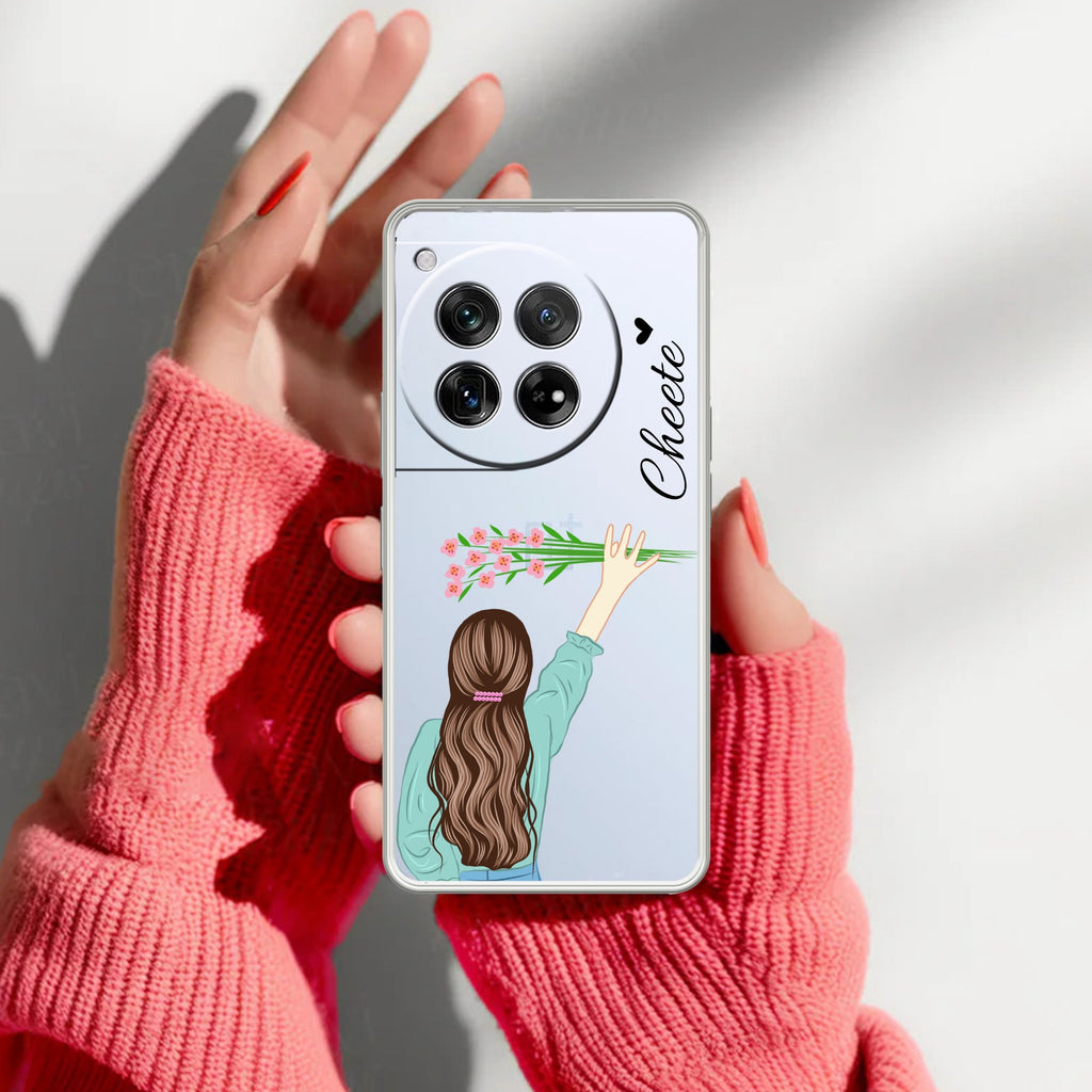 Personalized Blue Blossom Girl Anti Yellow Case For OnePlus 12 5G