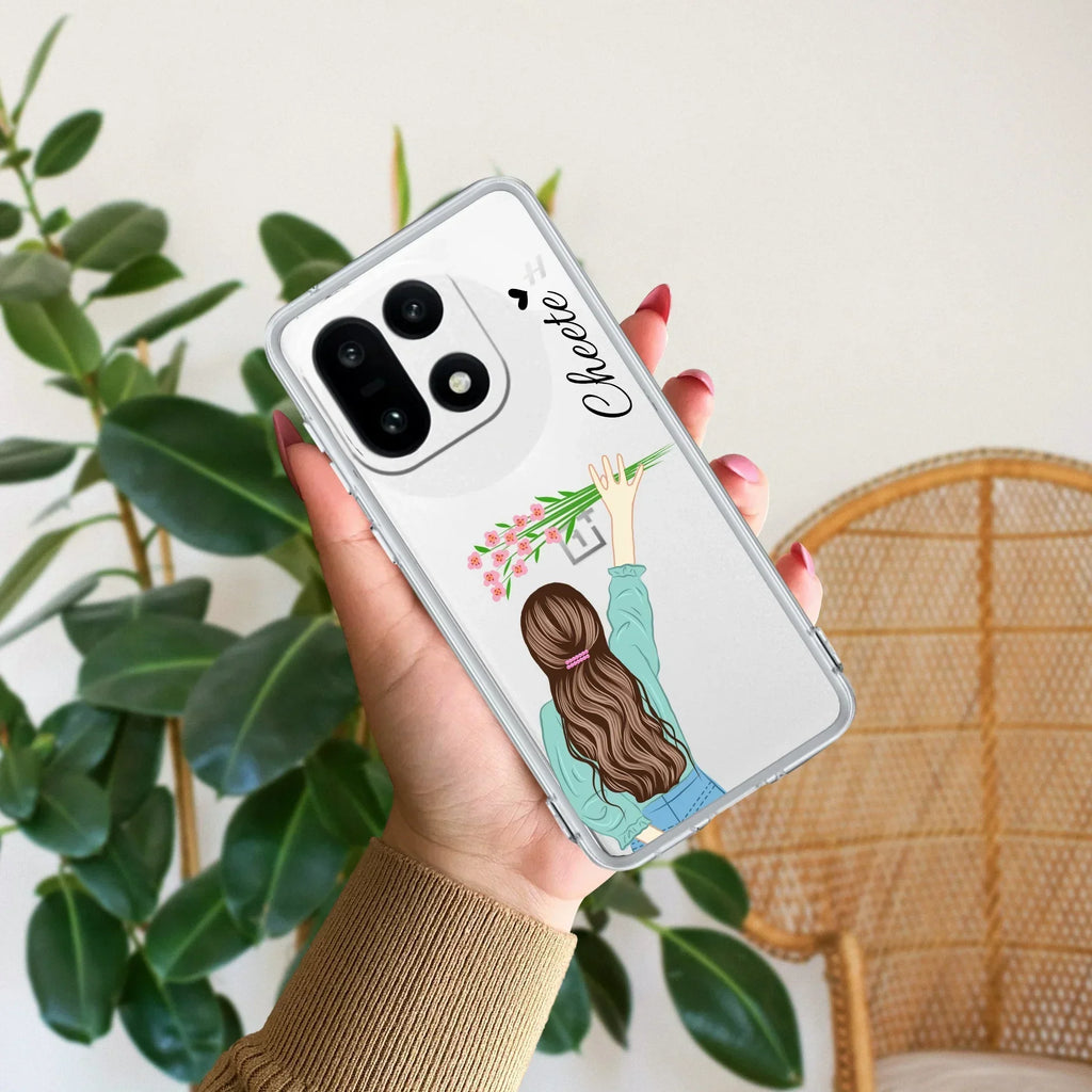 Personalized Blue Blossom Girl Transparent Silicon Case For OnePlus 15 5G