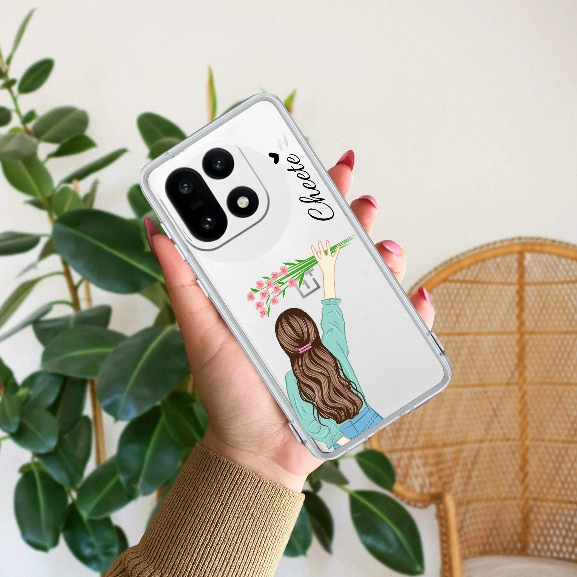 Personalized Blue Blossom Girl Transparent Silicon Case For OnePlus