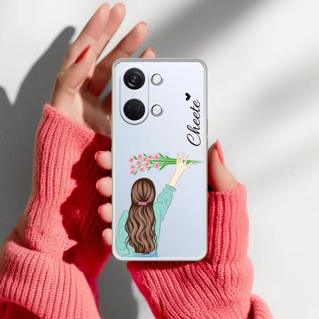 Personalized Blue Blossom Girl Transparent Silicon Case For OnePlus Nord CE 2 Lite