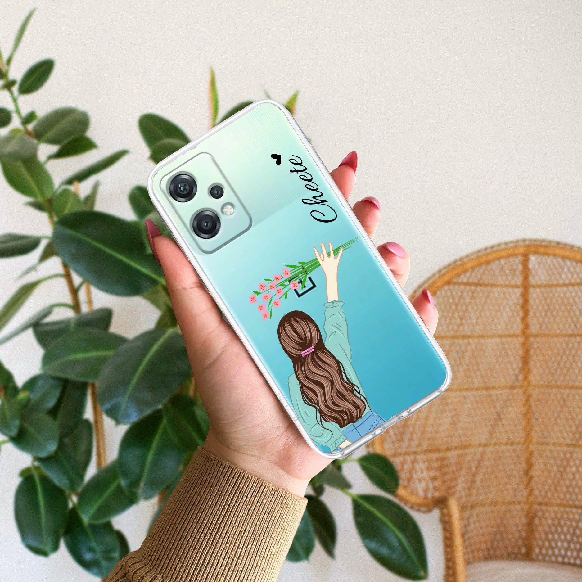 Personalized Blue Blossom Girl Transparent Silicon Case For OnePlus