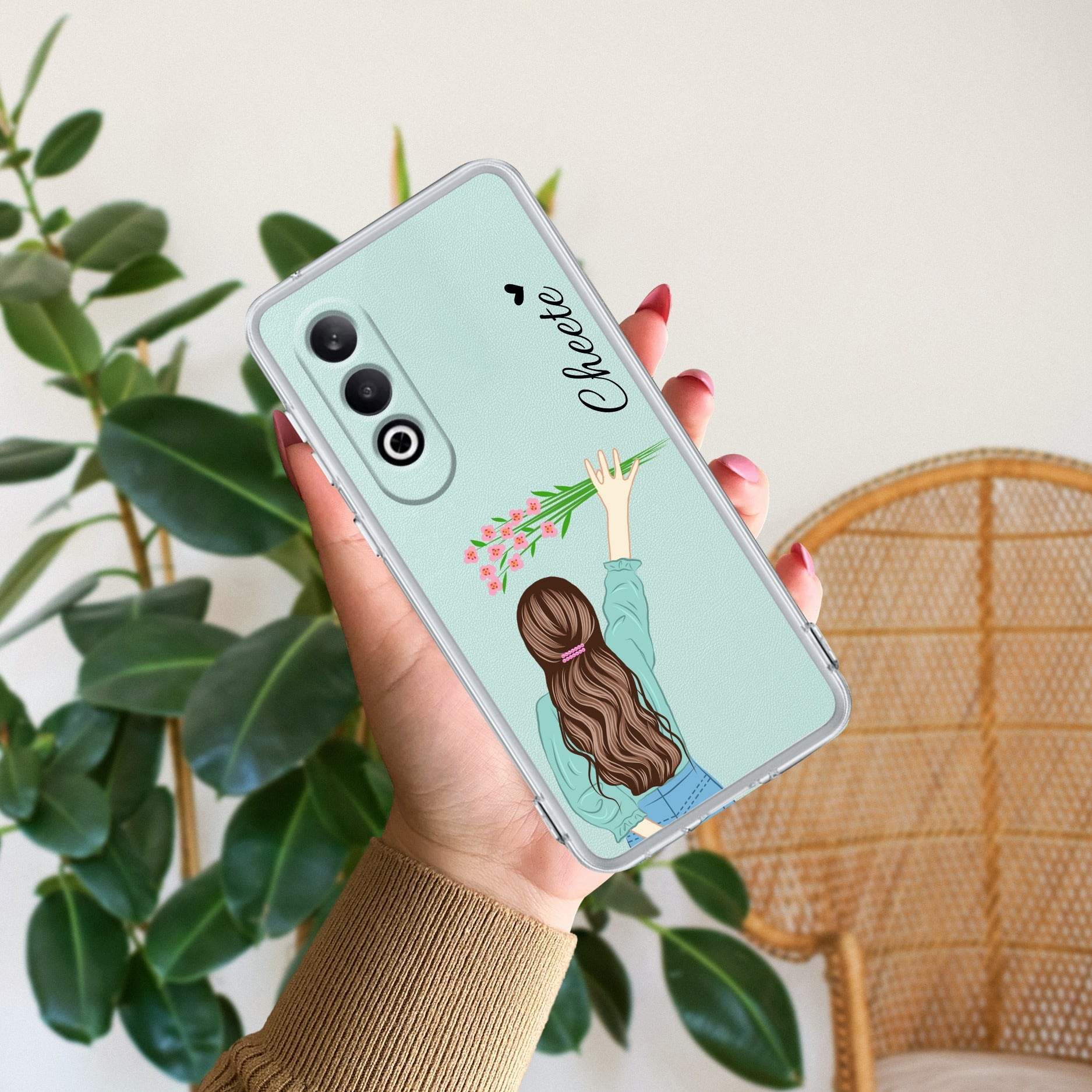 Personalized Blue Blossom Girl Anti Yellow Case For OnePlus Nord CE 4 5G