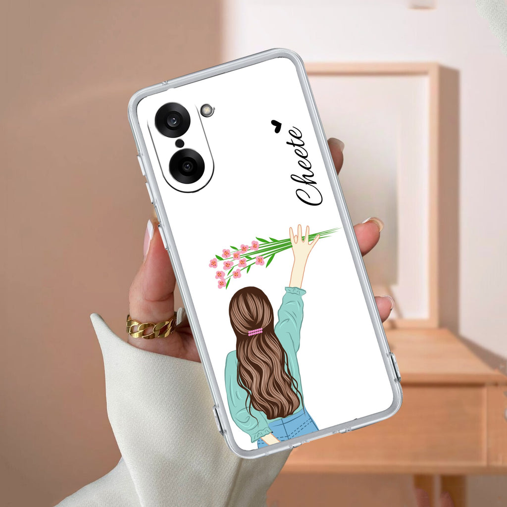 Personalized Blue Blossom Girl Transparent Silicon Case For OnePlus Nord 2 5G