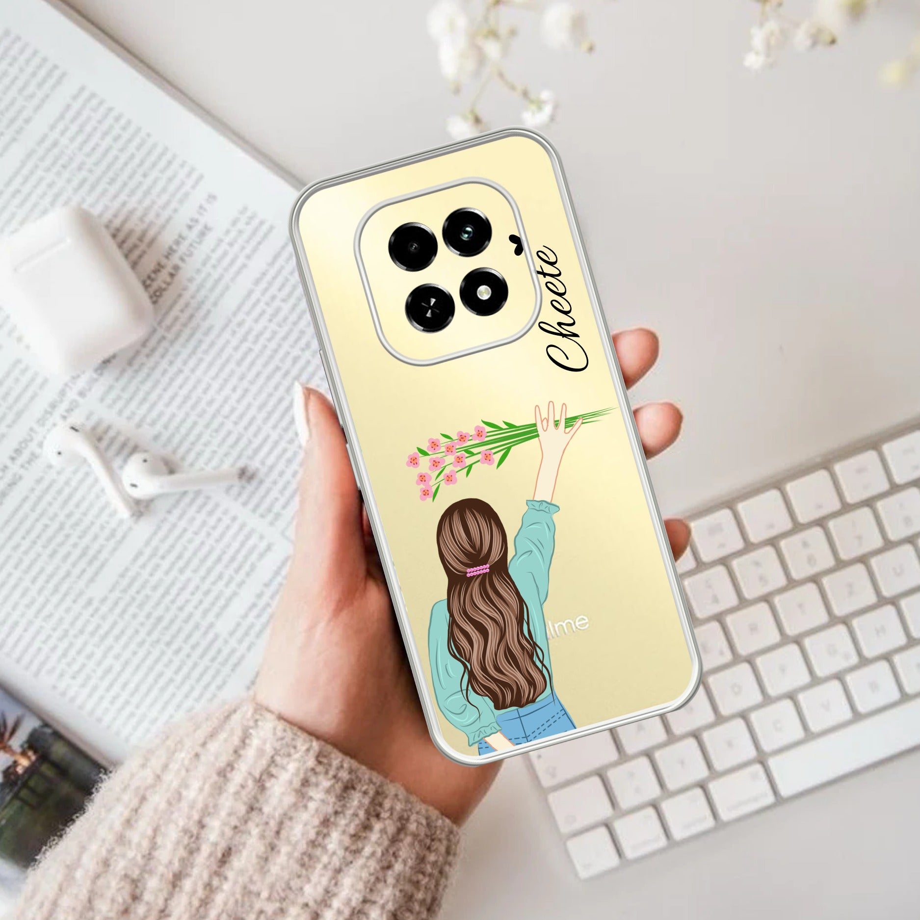 Personalized Blue Blossom Girl Anti Yellow Case For Oppo F29 5G