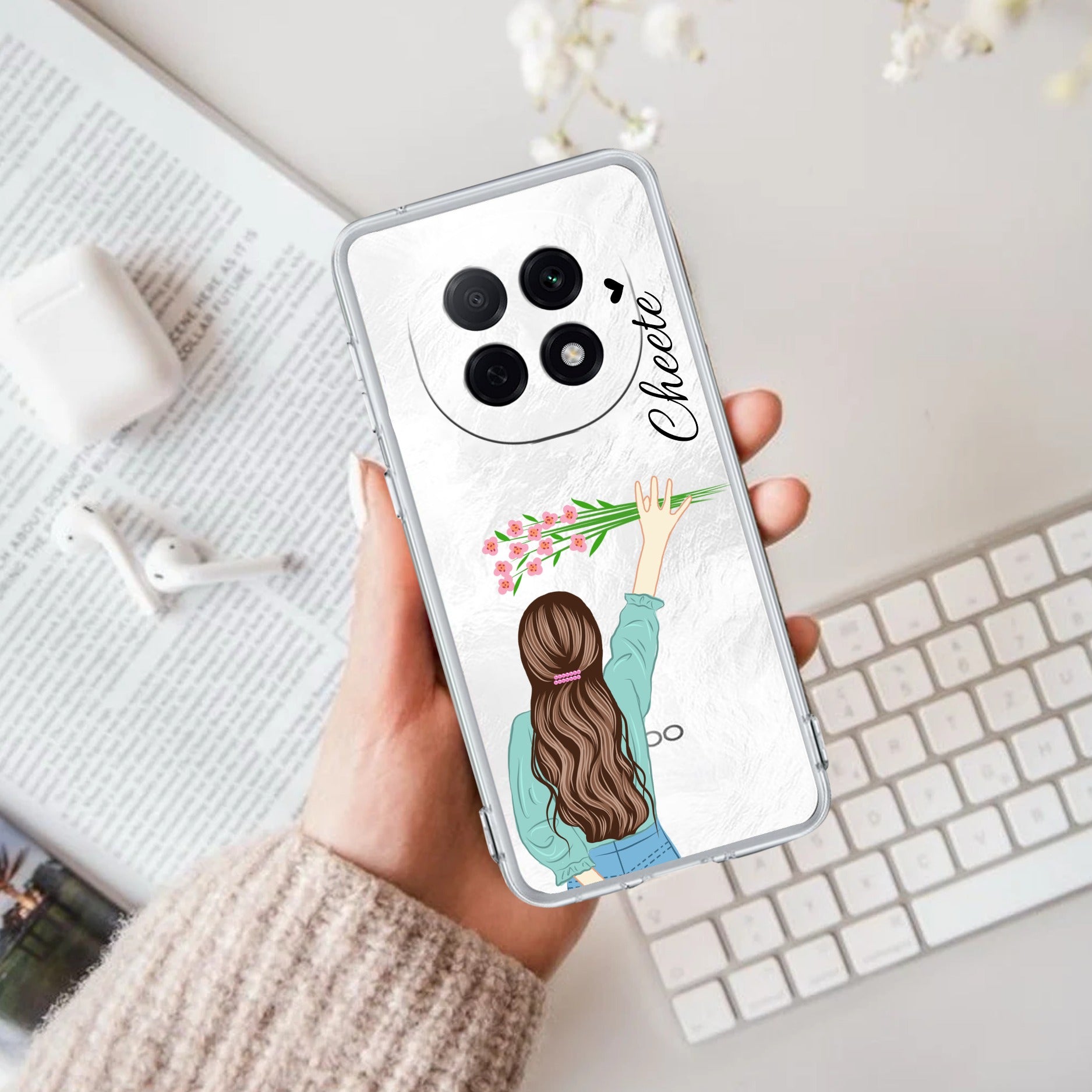Personalized Blue Blossom Girl Anti Yellow Case For Oppo F29 Pro 5G